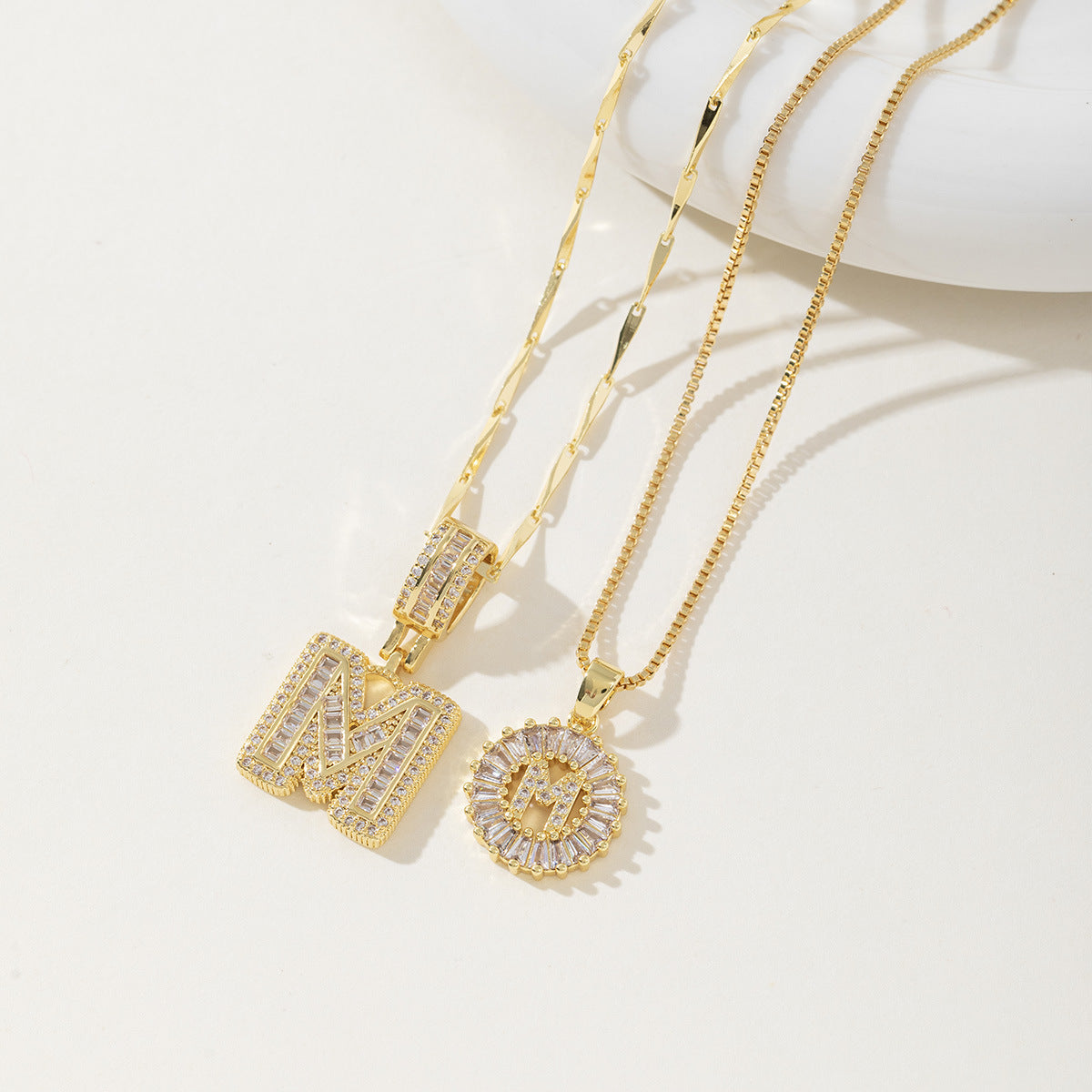 AISHAâ„¢ - Elegant 2-Pack Initial Letter Pendant Necklaces