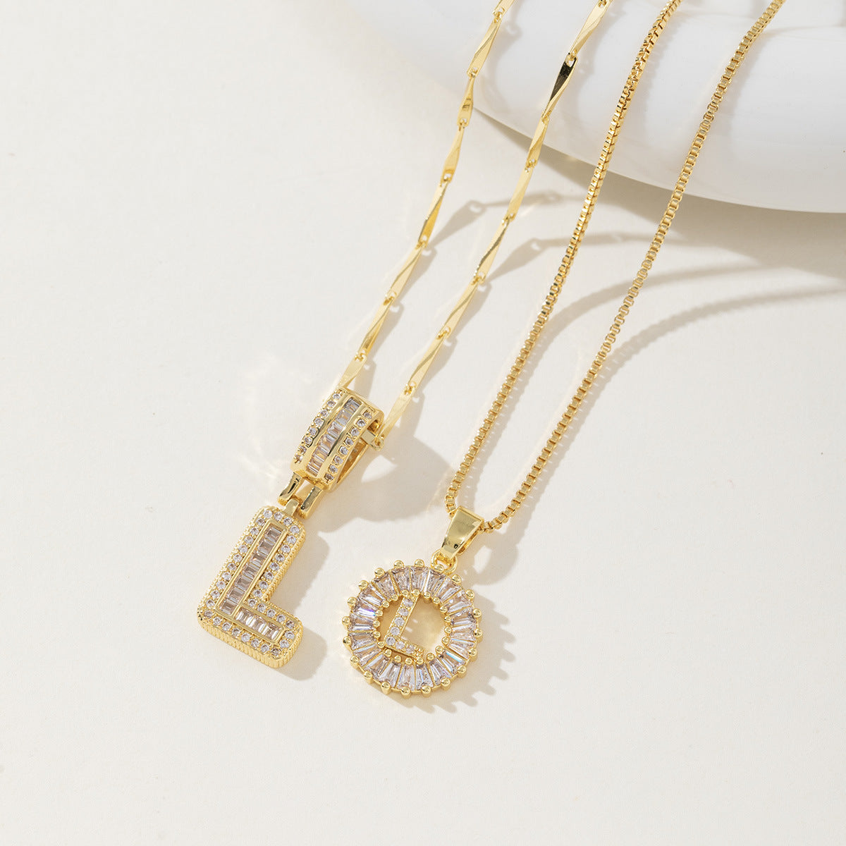 AISHAâ„¢ - Elegant 2-Pack Initial Letter Pendant Necklaces
