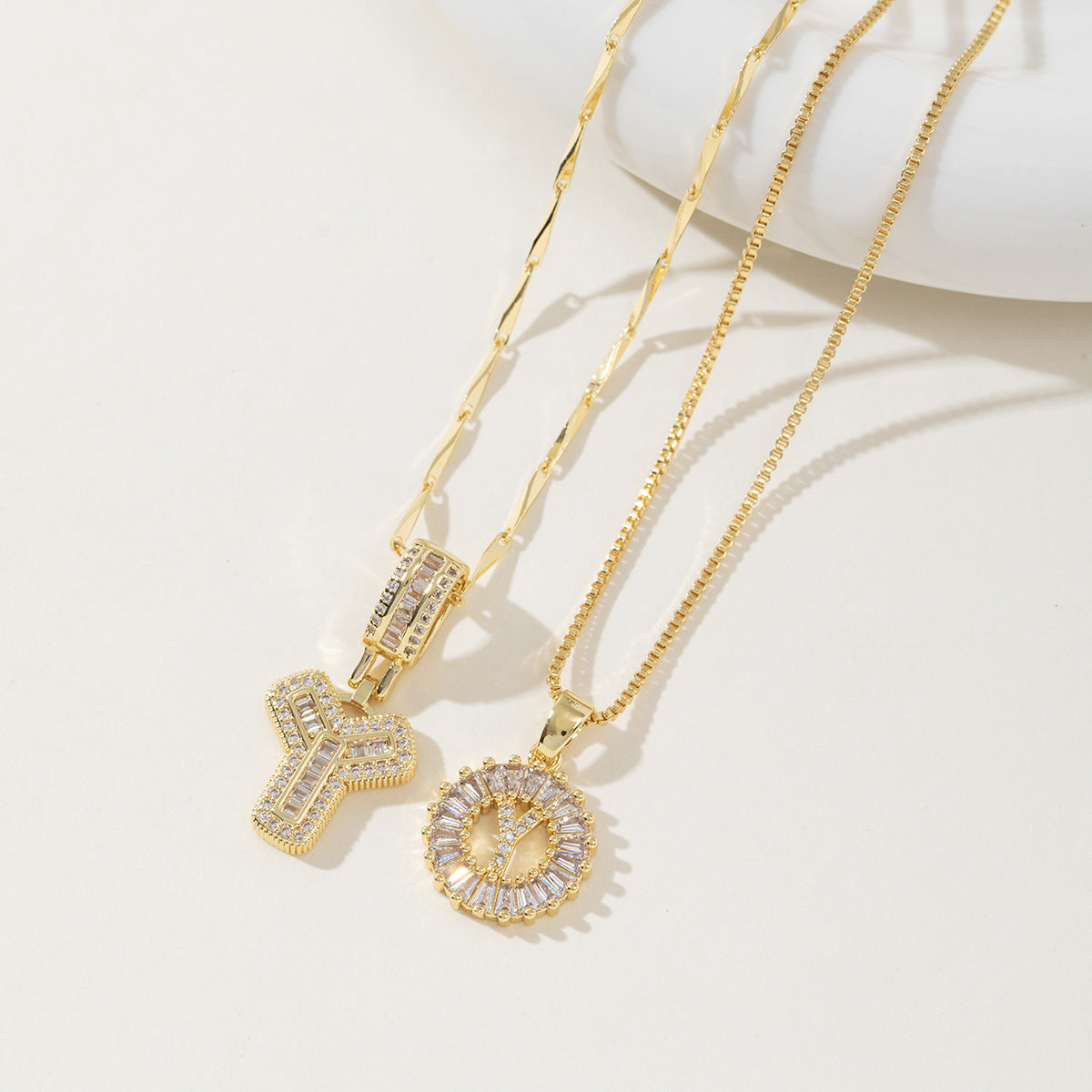 AISHAâ„¢ - Elegant 2-Pack Initial Letter Pendant Necklaces