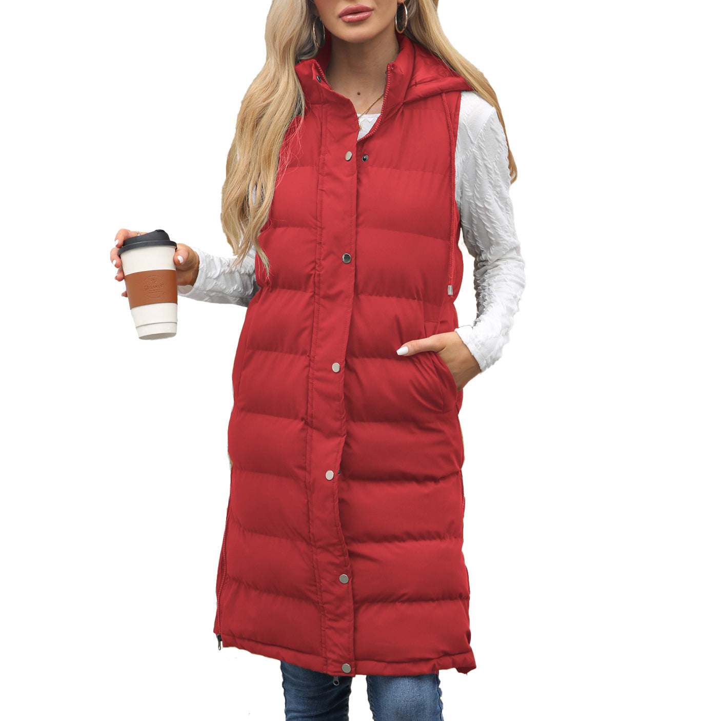 KUTSARAâ„¢ - Casual Sleeveless Hooded Long Vest
