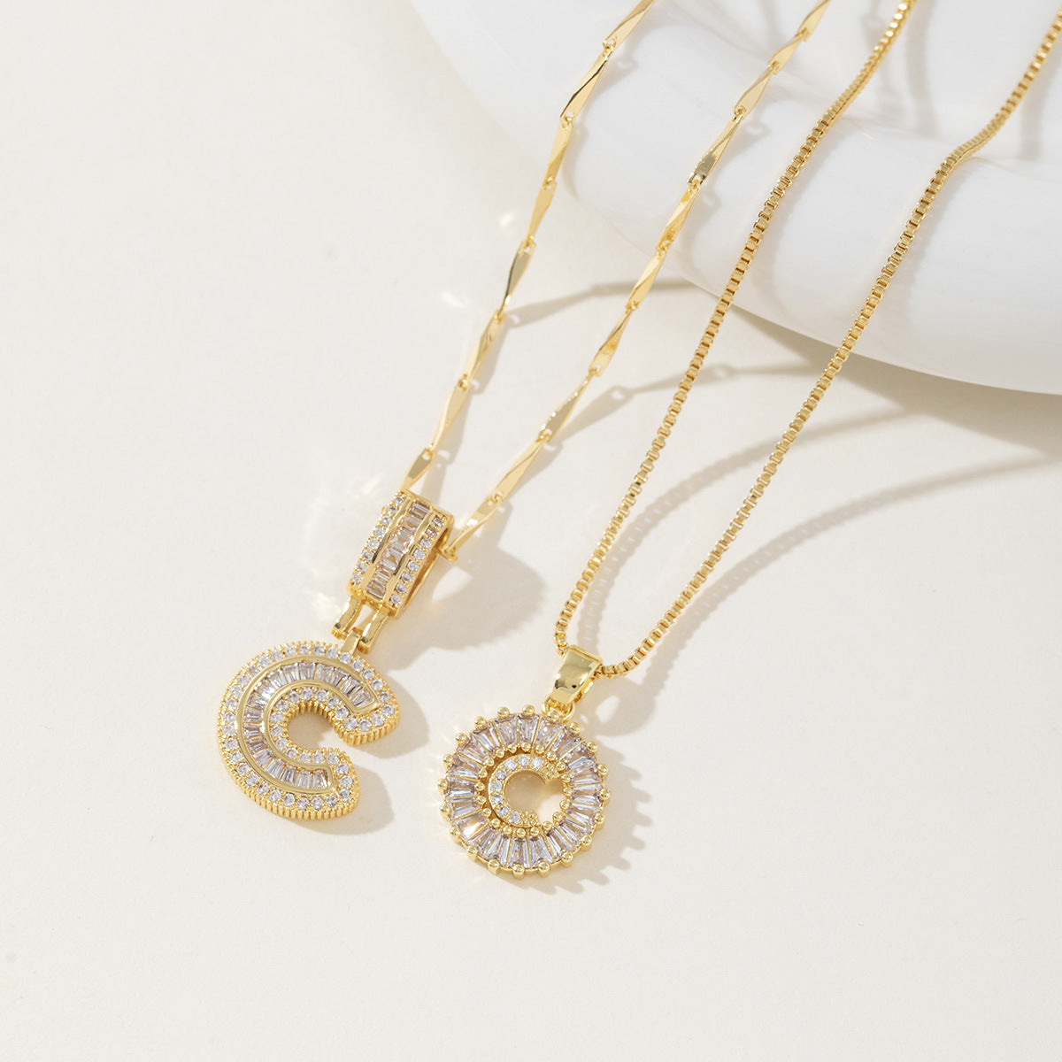 AISHAâ„¢ - Elegant 2-Pack Initial Letter Pendant Necklaces