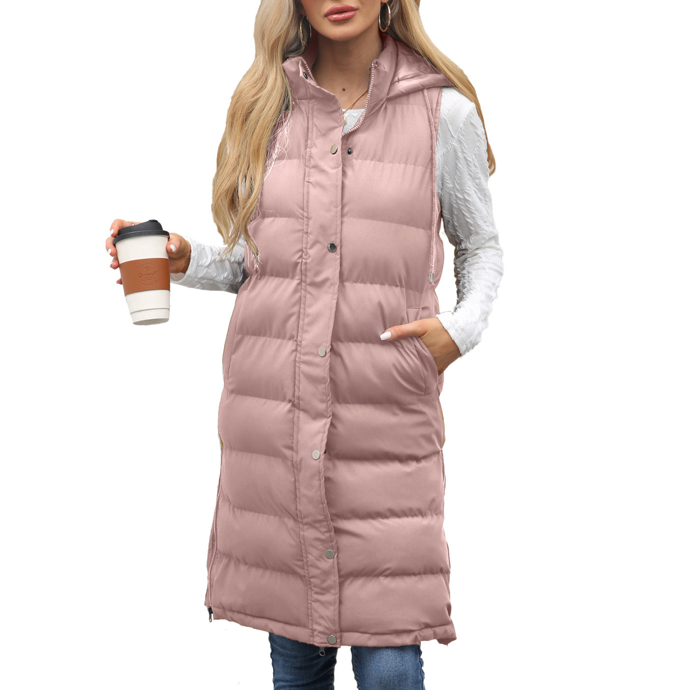 KUTSARAâ„¢ - Casual Sleeveless Hooded Long Vest