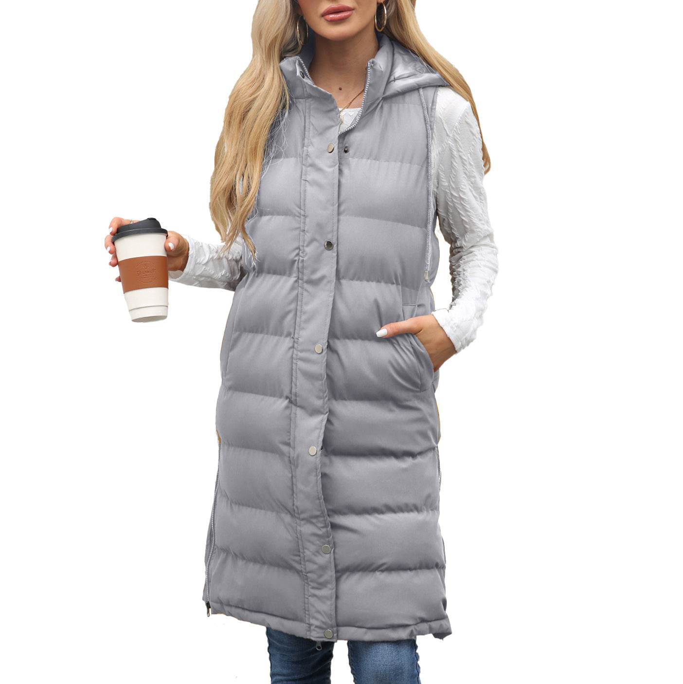 KUTSARAâ„¢ - Casual Sleeveless Hooded Long Vest