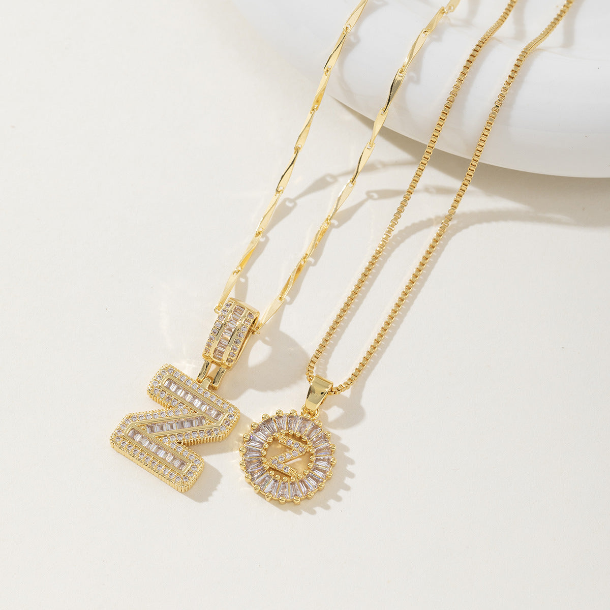 AISHAâ„¢ - Elegant 2-Pack Initial Letter Pendant Necklaces