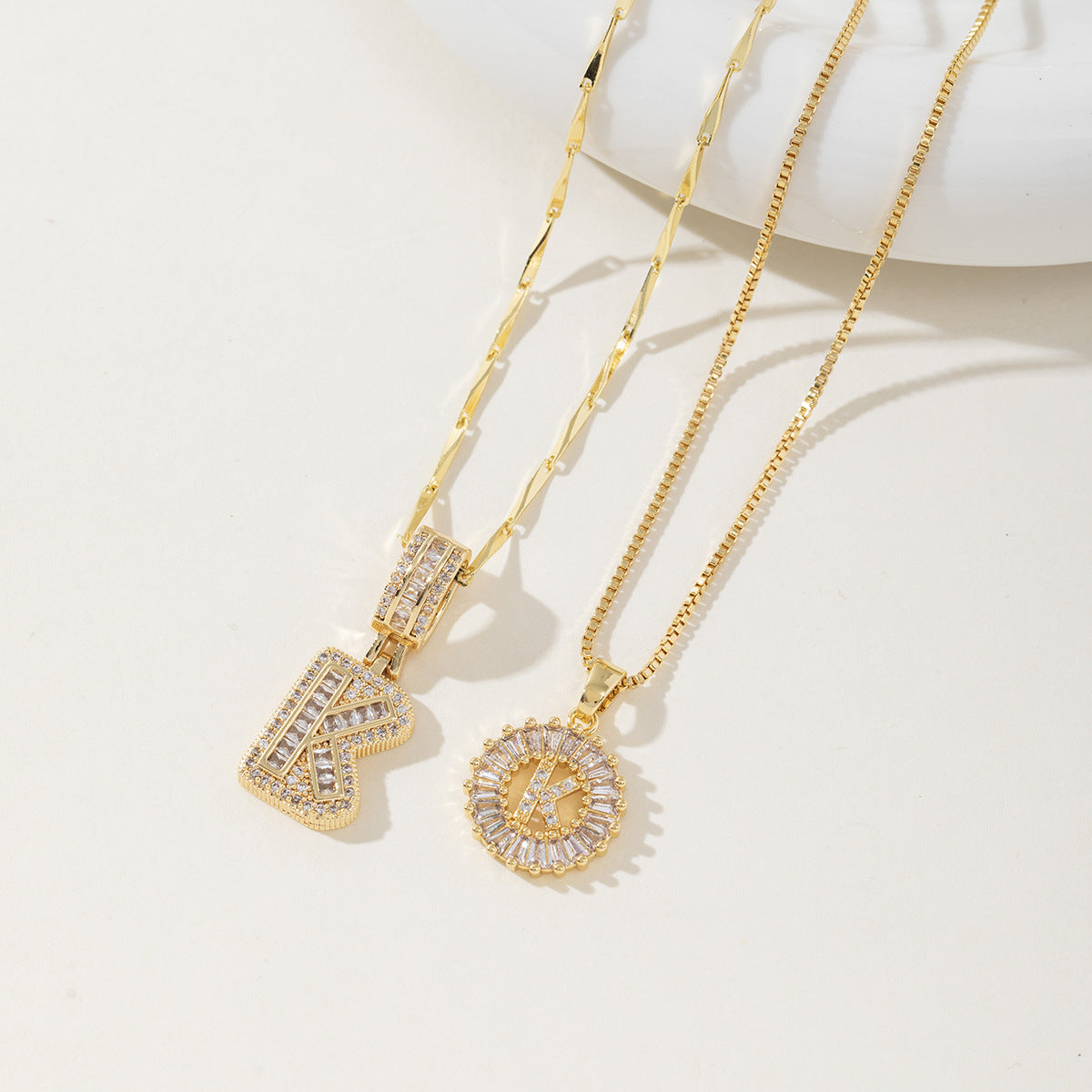 AISHAâ„¢ - Elegant 2-Pack Initial Letter Pendant Necklaces
