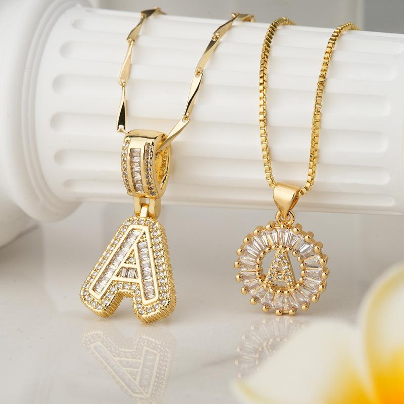 AISHAâ„¢ - Elegant 2-Pack Initial Letter Pendant Necklaces