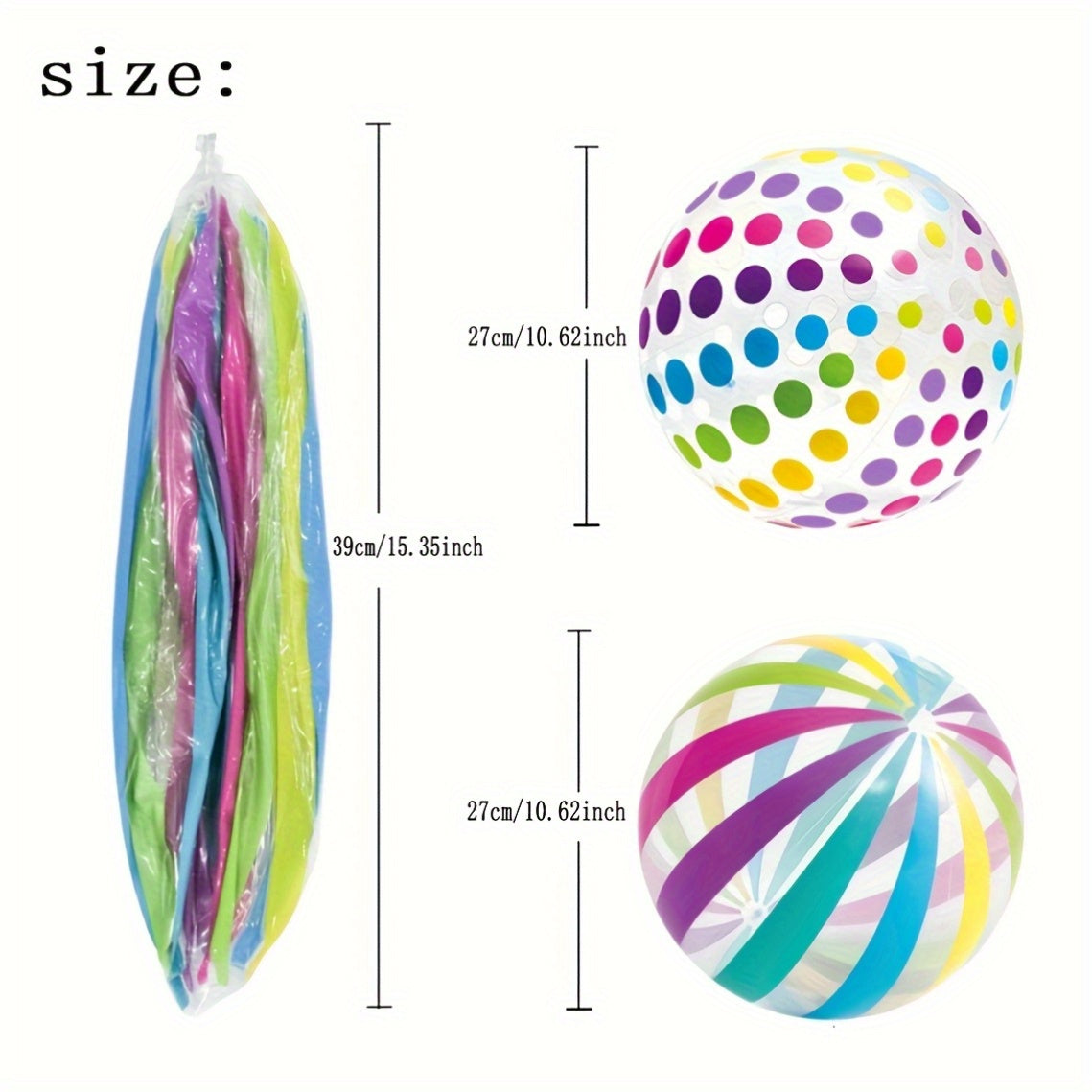 1-Pack Polka Dot Beach Ball Inflatable PVC Water Play Ball Kleur Gestreepte Bal Buiten Zwembad Strandfeest Decoratie Inflatable Ball Buiten Activiteiten