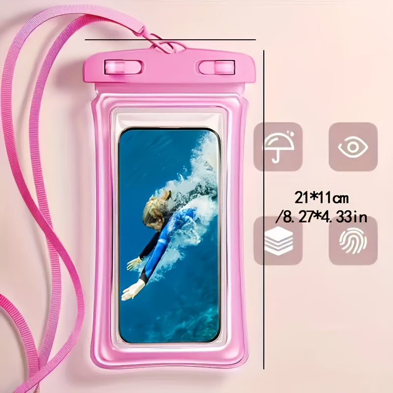 1/2/4 stuks Nieuwe IP65 Waterdichte Luchtkussen Drijvende Vierkleurige Versterkte Waterdichte Tas Geschikt voor 8-inch Telefoons, Droogzak Ideaal voor Strandcruises op Regenachtige Dagen