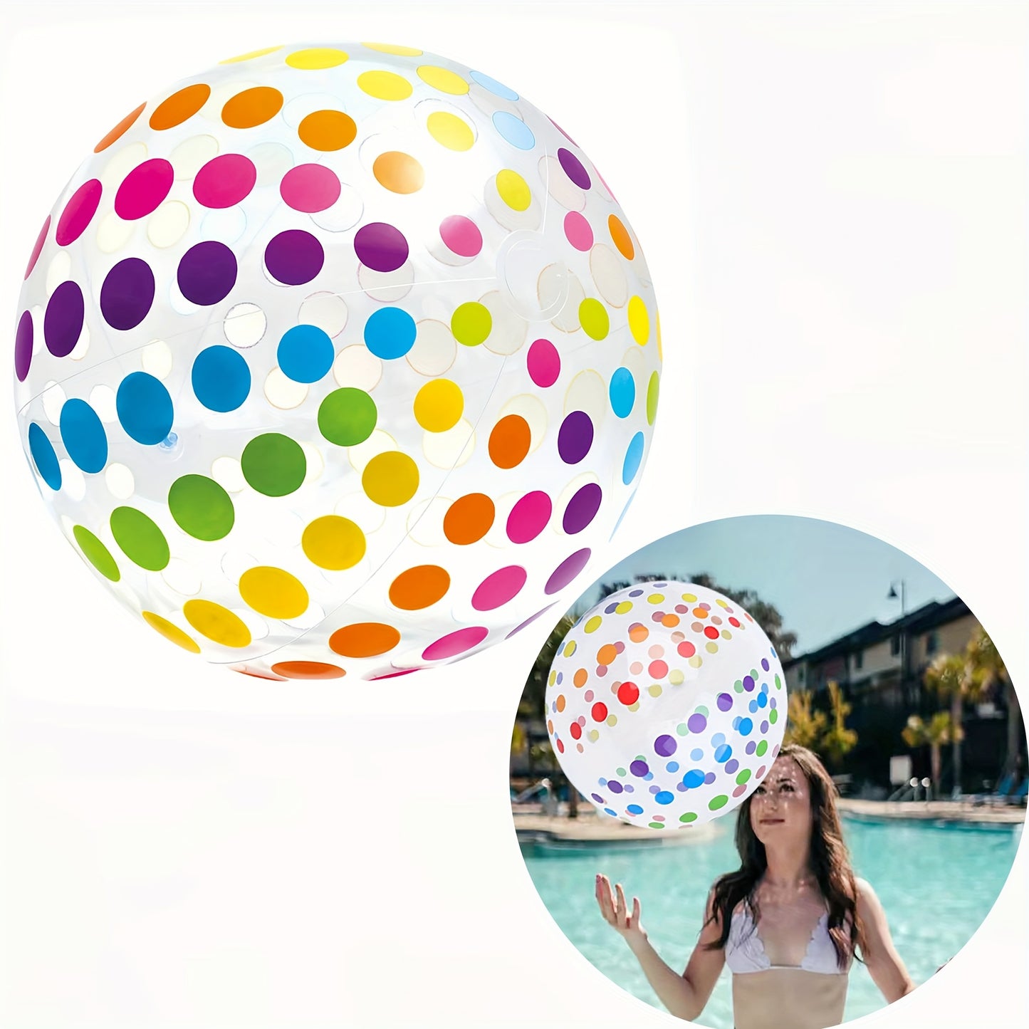 1-Pack Polka Dot Beach Ball Inflatable PVC Water Play Ball Kleur Gestreepte Bal Buiten Zwembad Strandfeest Decoratie Inflatable Ball Buiten Activiteiten