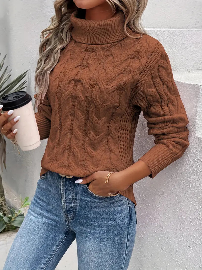 MAIKAâ„¢ - Cable Knit Turtleneck Sweater