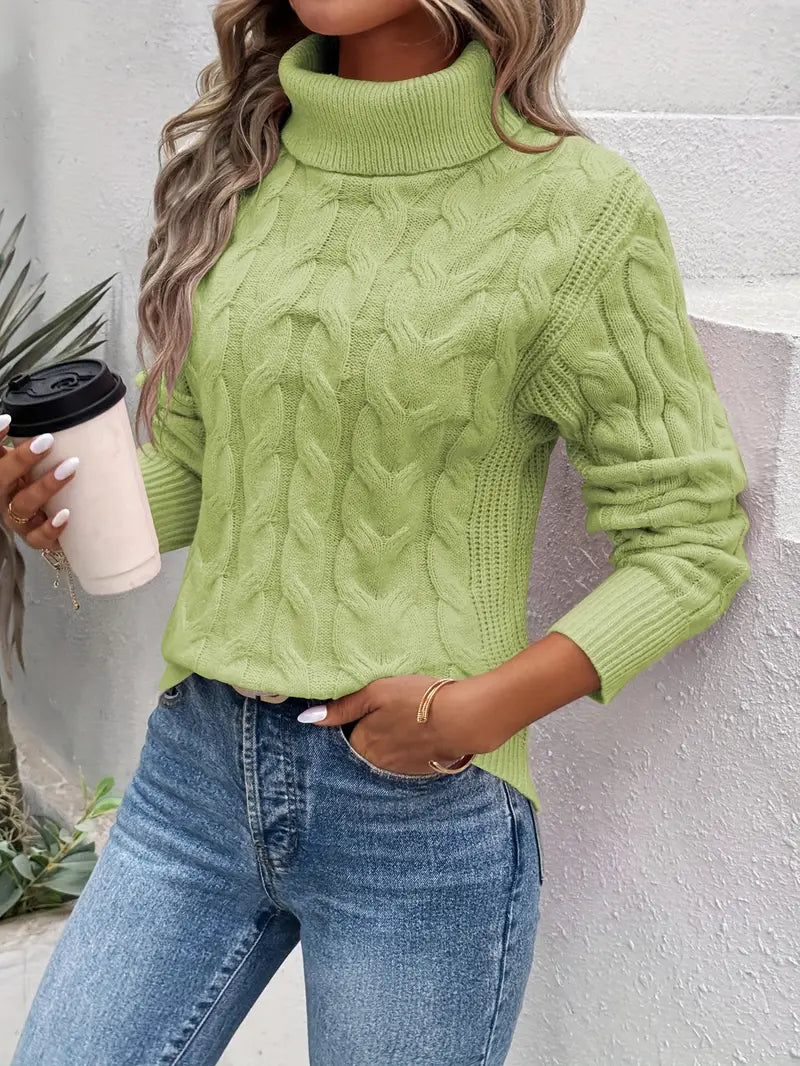 MAIKAâ„¢ - Cable Knit Turtleneck Sweater