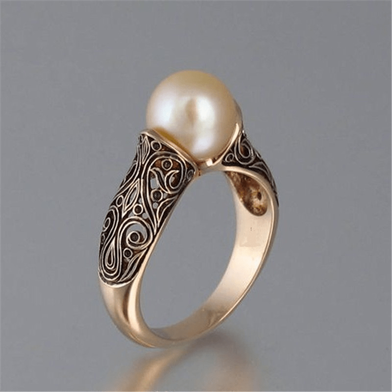 ABBYâ„¢- Vintage Pearl Golden Ring