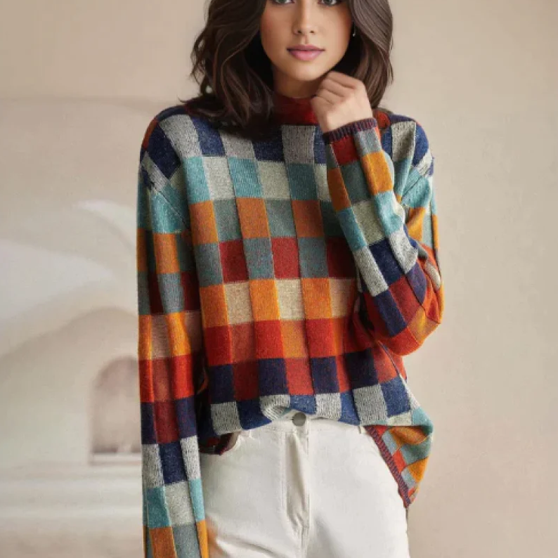 MIAâ„¢ - Retro-Inspired Plaid Sweater