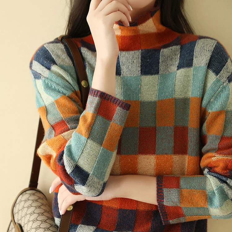 MIAâ„¢ - Retro-Inspired Plaid Sweater