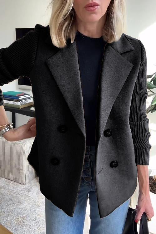SORELLEâ„¢ - Elegant Knit-Sleeve Blazer