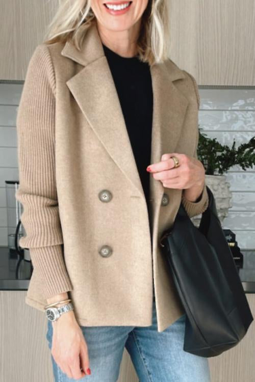 SORELLEâ„¢ - Elegant Knit-Sleeve Blazer