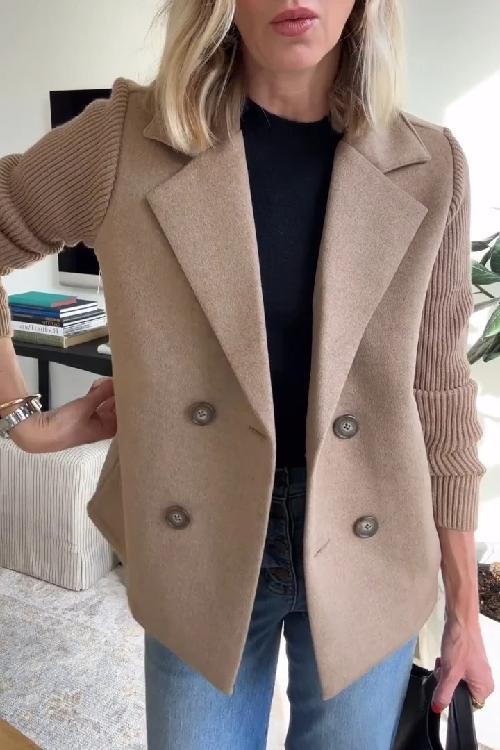 SORELLEâ„¢ - Elegant Knit-Sleeve Blazer