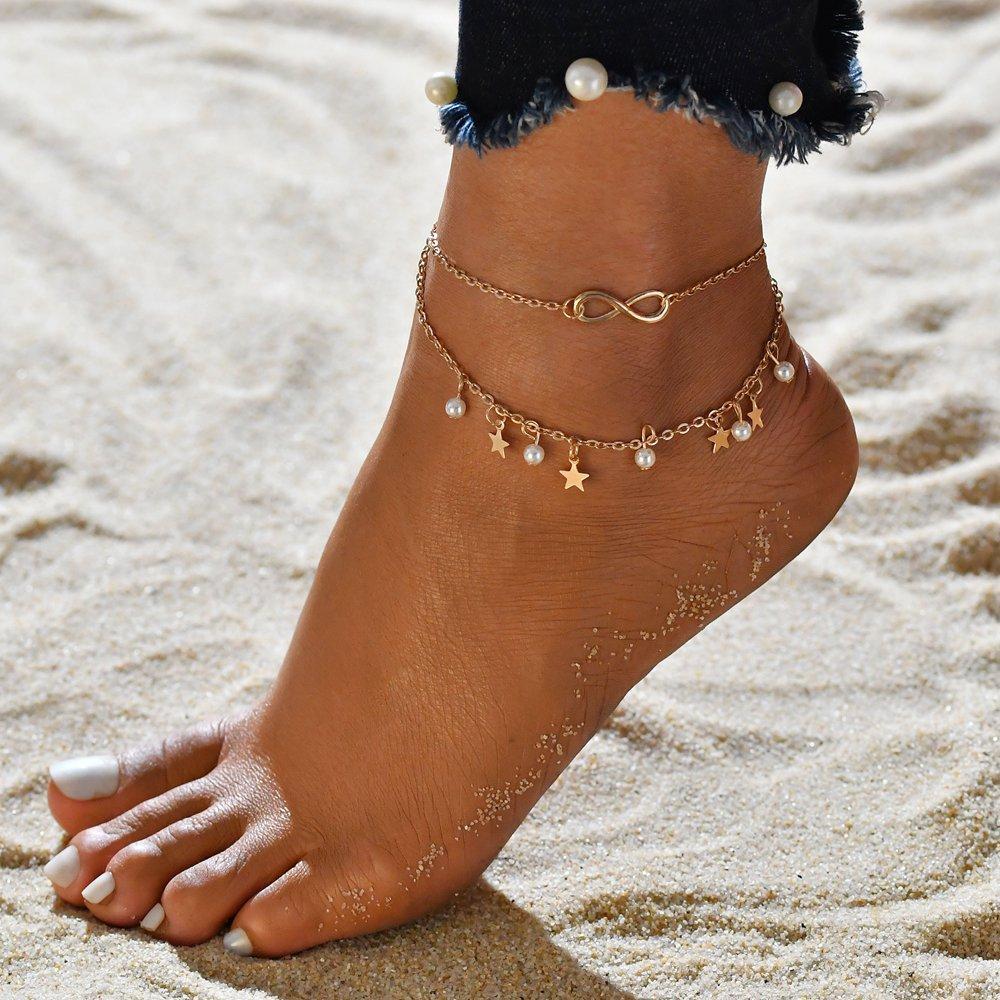 BRENDAâ„¢ - Infinity Anklet Bracelet + Pearls and Stars