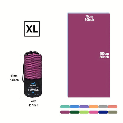 Zeer Absorberende Sneldrogende Microvezel Reissport Handdoek met Lichtgewicht Mesh Tas Verpakking - Perfect voor Kamperen, Sport, Strand, Wandelen, Yoga, Golf, Pickball Accessoires