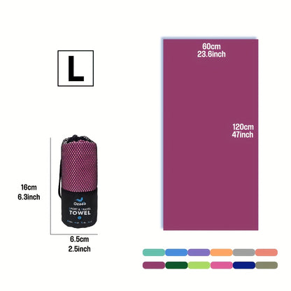 Zeer Absorberende Sneldrogende Microvezel Reissport Handdoek met Lichtgewicht Mesh Tas Verpakking - Perfect voor Kamperen, Sport, Strand, Wandelen, Yoga, Golf, Pickball Accessoires