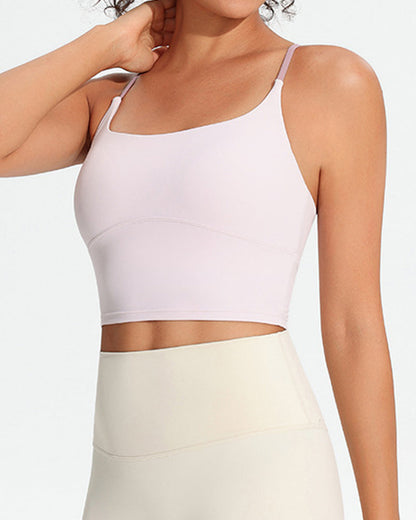 Women's Seamless Fixed Chest Pad Contrast Color Strap Cross Sports Yoga Vest
