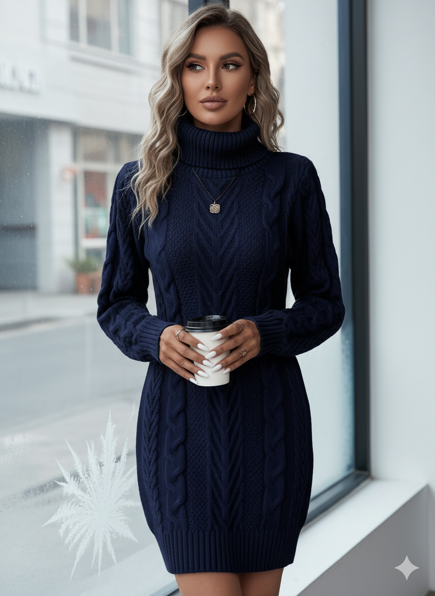 Althea™ | Cable-Knit High-Neck Sweater Dress