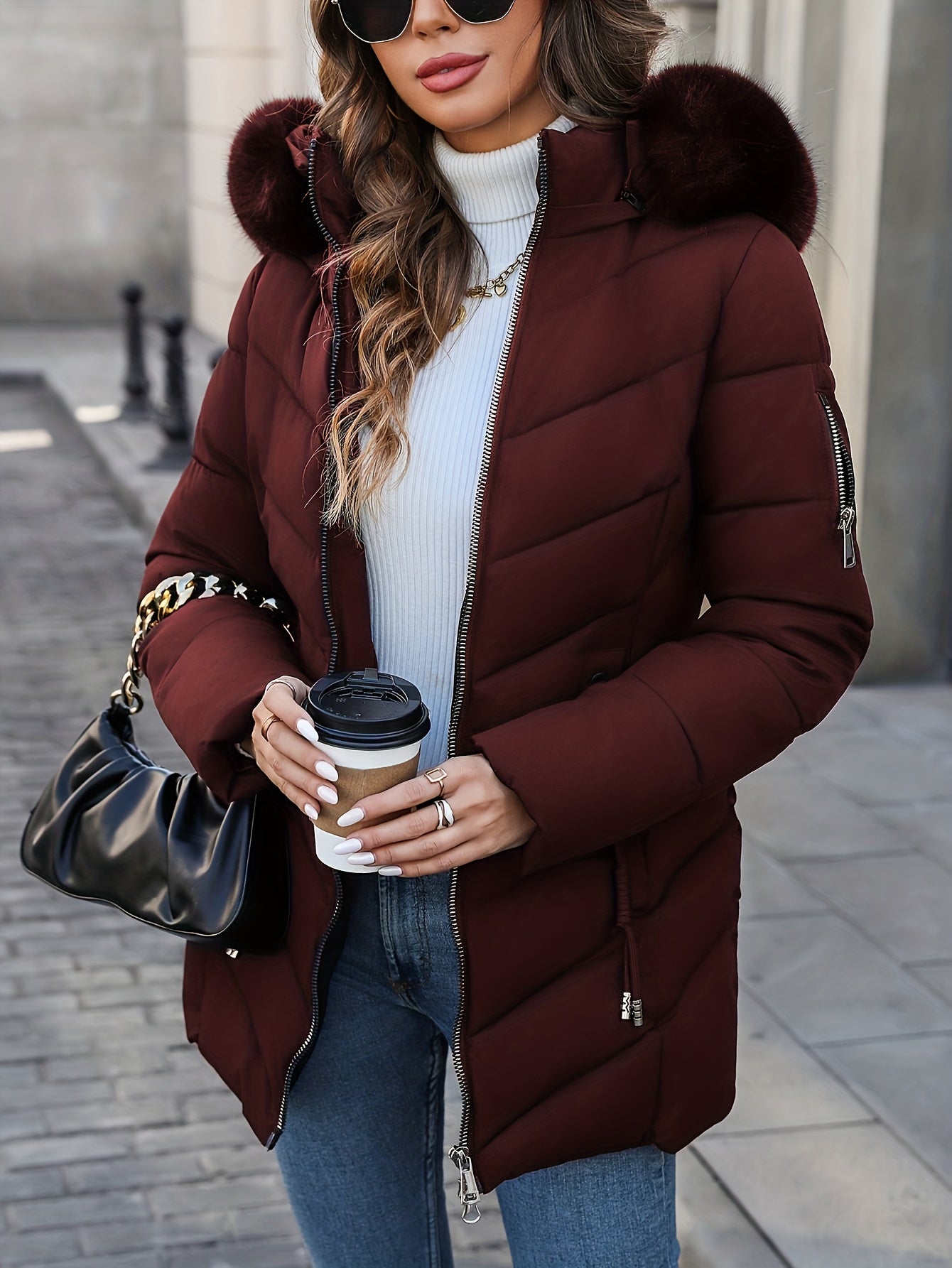 Aurora™ Short Hooded Faux Fur Winter Jacket